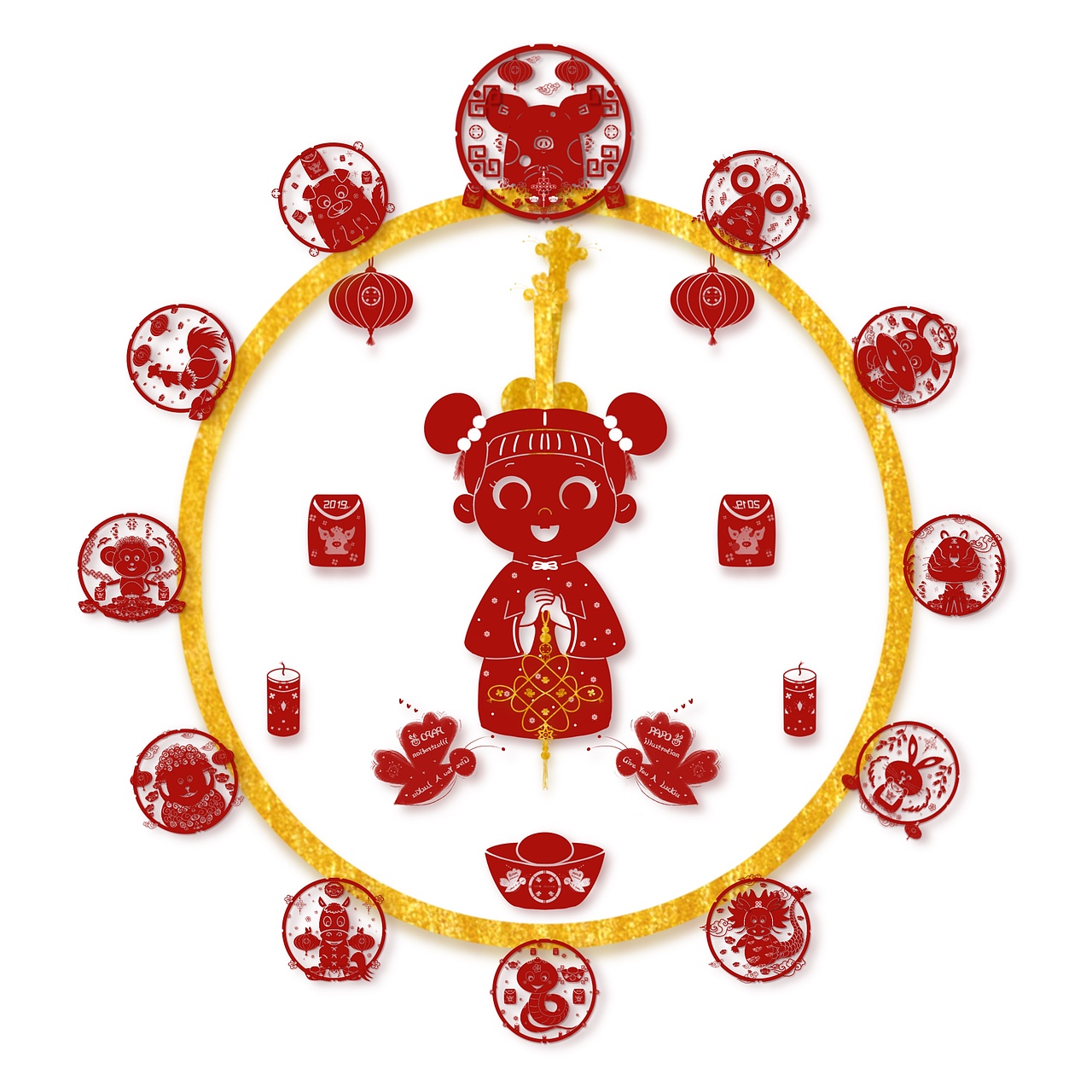 今天才来，依然新年快乐（图ZMTQwNjk4MDk2） - 商业插画 - 站酷设计师YA妞YA仔小YAYA原创素材 - 站酷ZCOOL