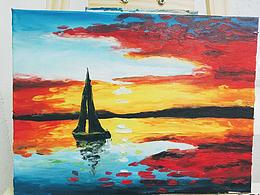 夕阳下的你（油画临摹）