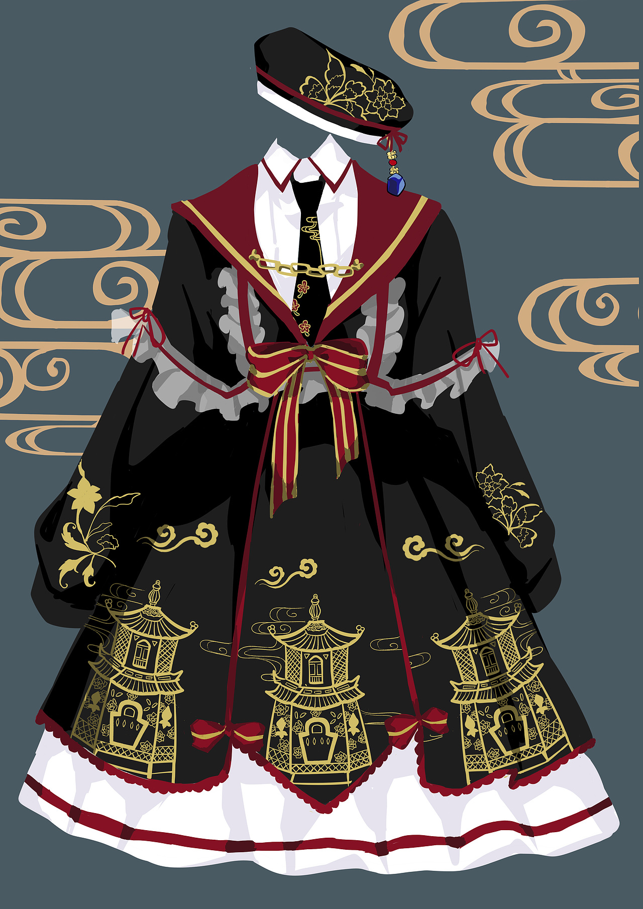 故宫风lolita裙|服装|正装/礼服|安乐冈_原创作品-站酷zcool