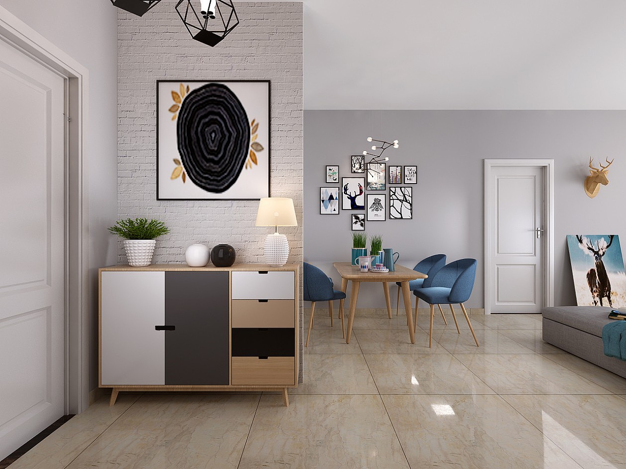 大胆的撞色,形成视觉焦点,空间感更加活跃