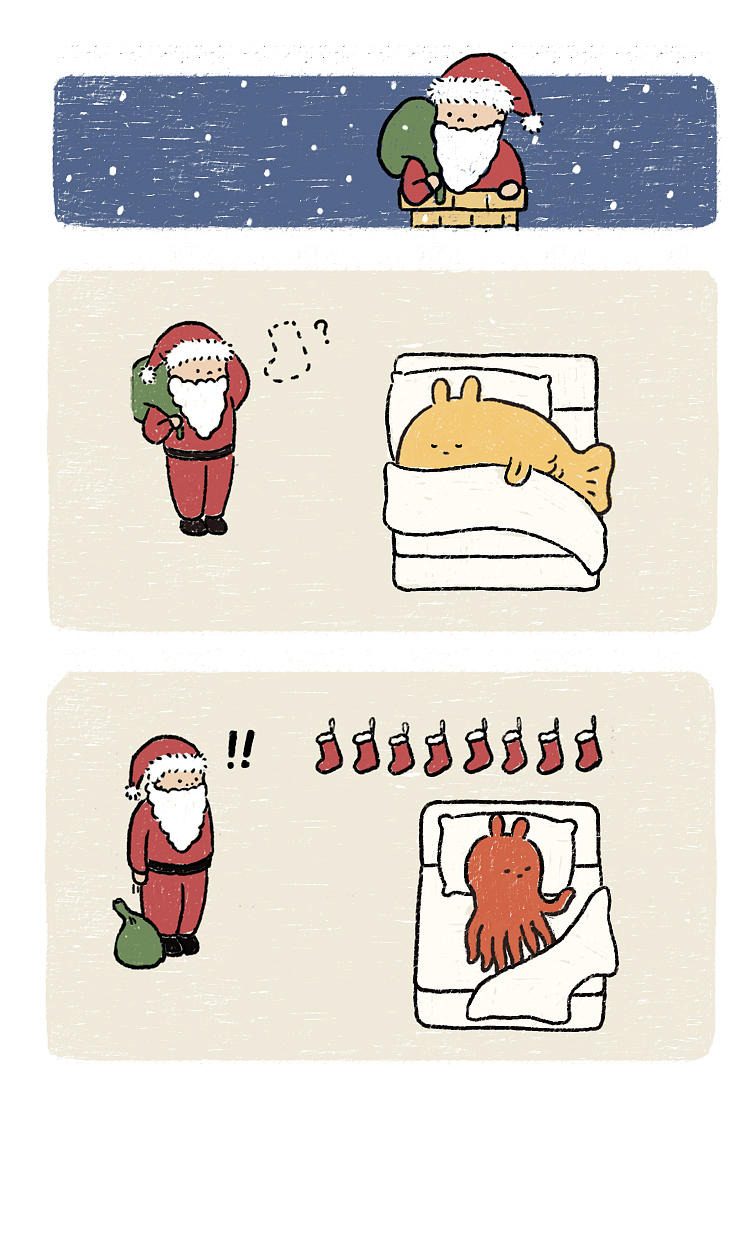 绸鱼兔和章鱼小兔提前祝你圣诞快乐