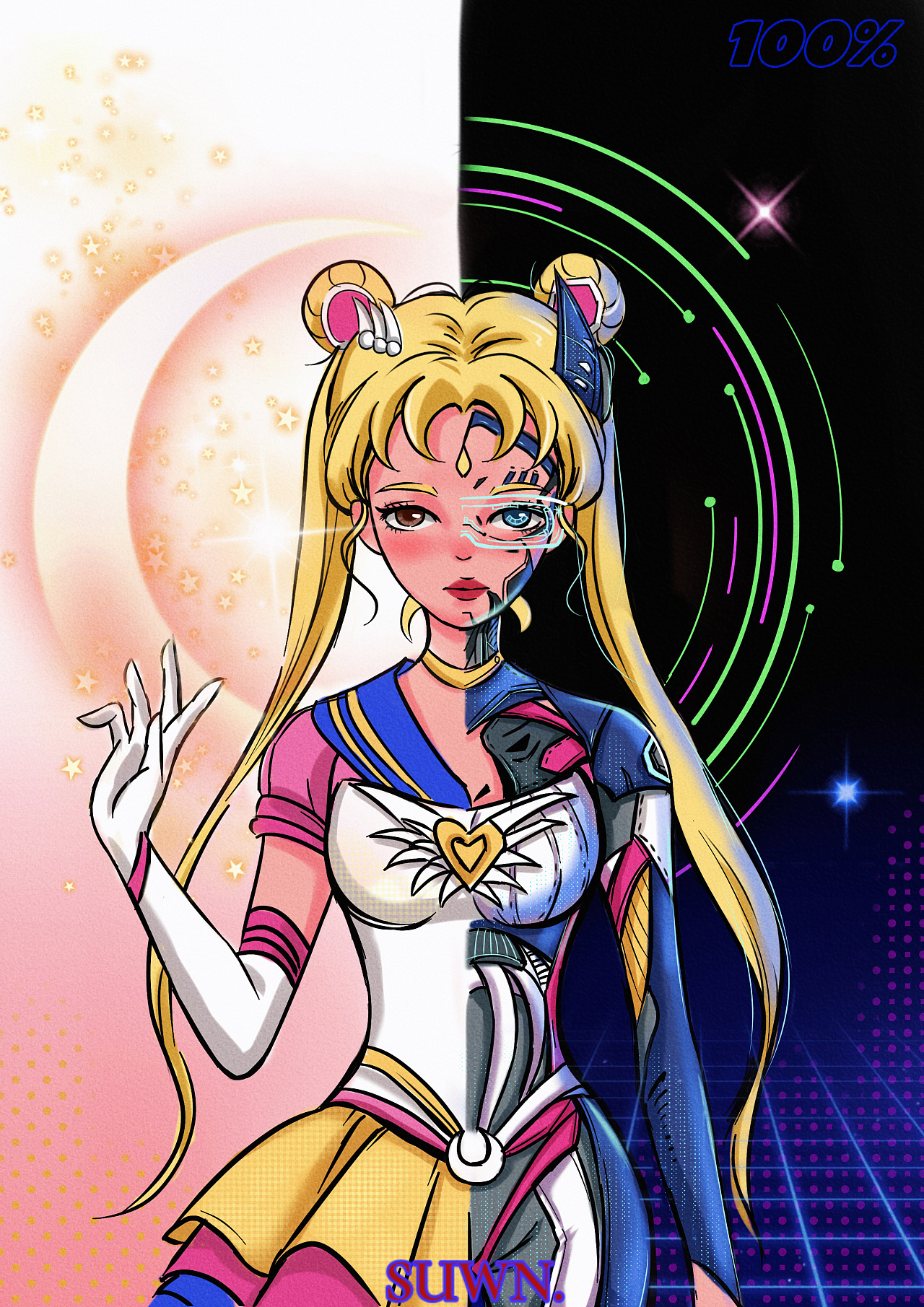 美少女战士与赛博朋克|插画|新锐潮流插画|shenwqi - 原创作品 - 站酷