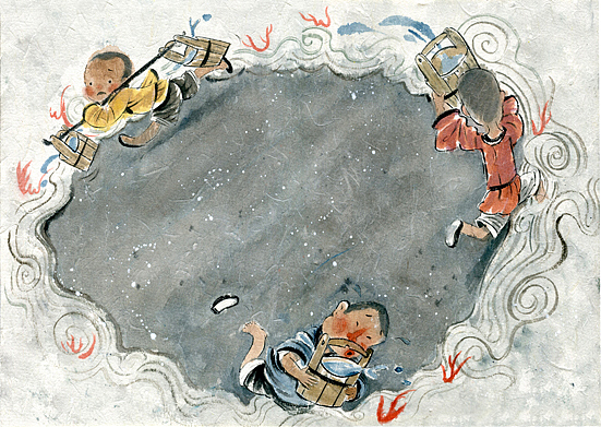 绘本《三个和尚》（图ZMjcxMDExNzY4） - 绘本 - 站酷设计师沐一美术原创素材 - 站酷ZCOOL