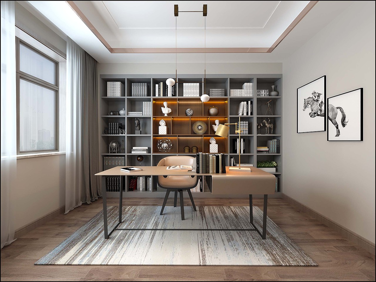 现代书房 |空间|家装设计|一九九二效果图 - 原创作品 - 站酷 (ZCOOL)