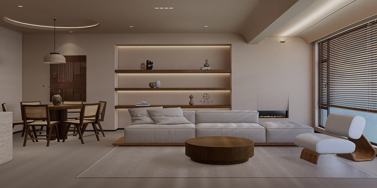 150㎡黑胡桃侘寂风：隐于时光的自然之美（图ZMzUzMTA5MTMy） - 家装设计 - 站酷设计师印集装饰设计原创素材 - 站酷ZCOOL