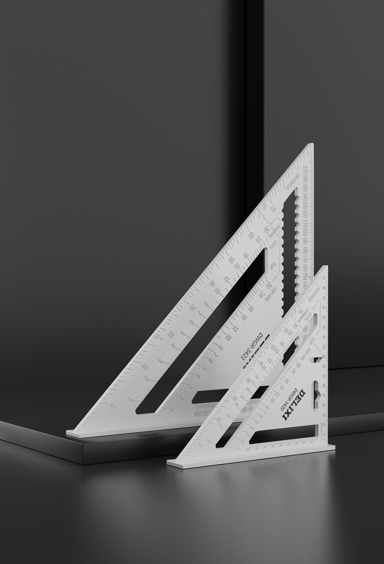 铝合金三角尺 C4D建模 RS渲染 电商产品