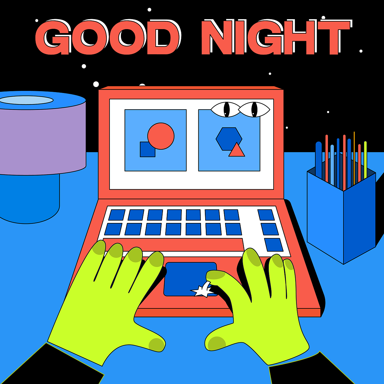 矢量插画练习||《GOOD NIGHT》（图ZMzE2MDE0MzAw） - 新锐潮流插画 - 站酷设计师香蕉布呐啊呐原创素材 - 站酷ZCOOL