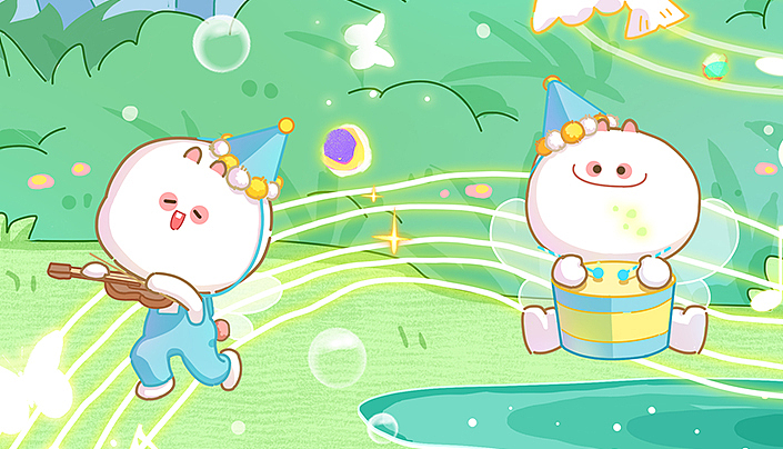 IP兔豆丸系列插画《送与别》