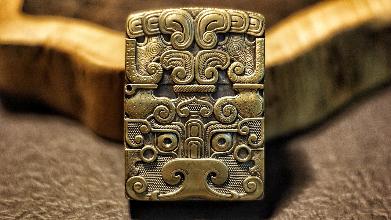 饕餮兽面纹纯铜zippo打火机