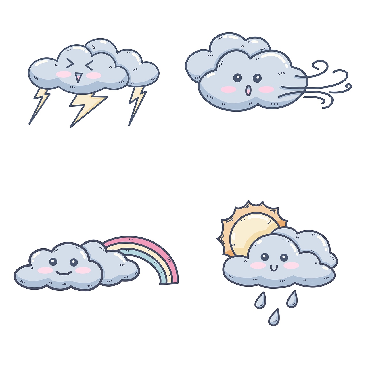 手绘天气表情小元素（图ZMjQ5MjkzMDI4） - 商业插画 - 站酷设计师汤小翼wing原创素材 - 站酷ZCOOL