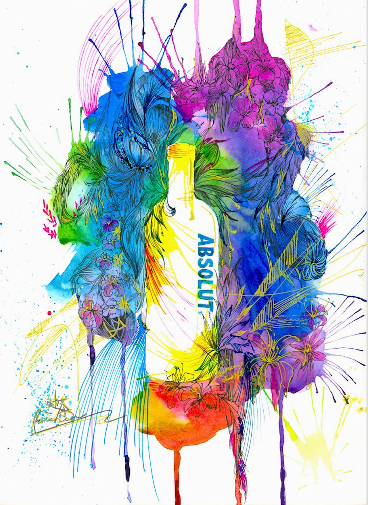 举报收藏分享原创作品插画商业插画手绘海报水彩插画师绝对伏特加边茶