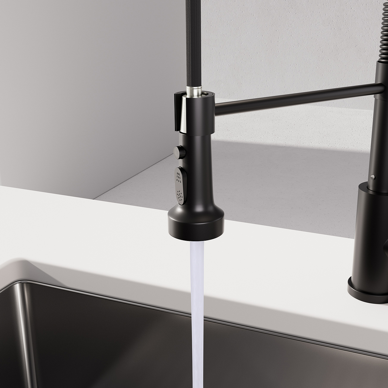 亚马逊产品渲染 -半抽拉水龙头(黑色)