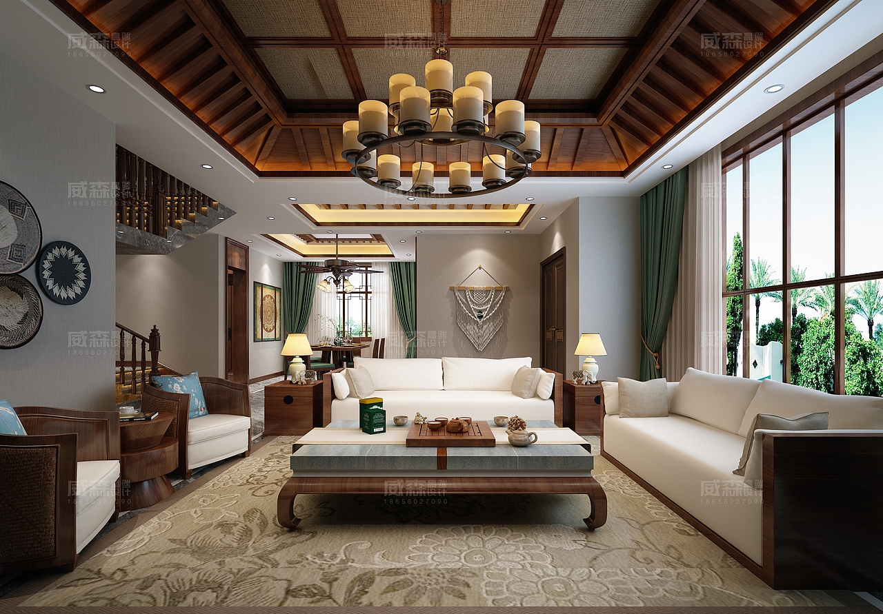 家装|三层东南亚风格别墅（图ZMjE0NzMzODA4） - 家装设计 - 站酷设计师VS18656027090原创素材 - 站酷ZCOOL