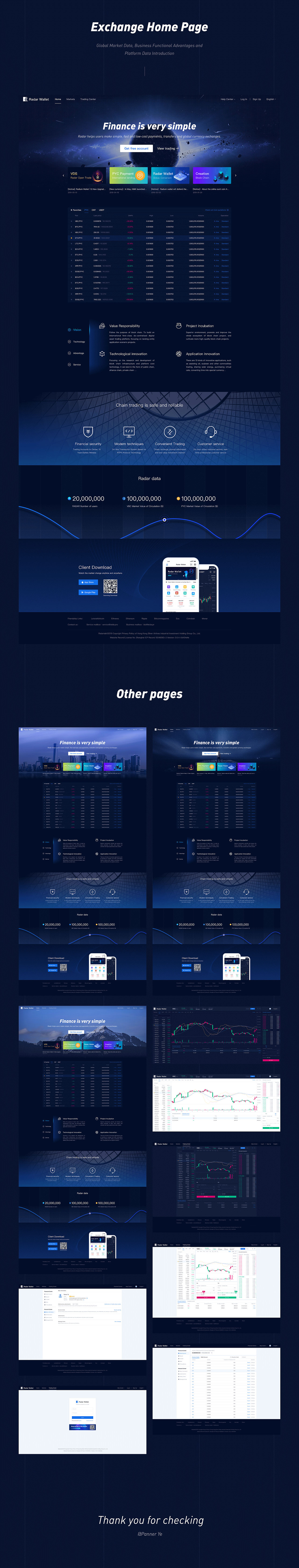 Radar Wallet数字货币交易所web页面（图ZMTY2NTI1ODQ4） - 其他网页 - 站酷设计师PannerYe原创素材 - 站酷ZCOOL