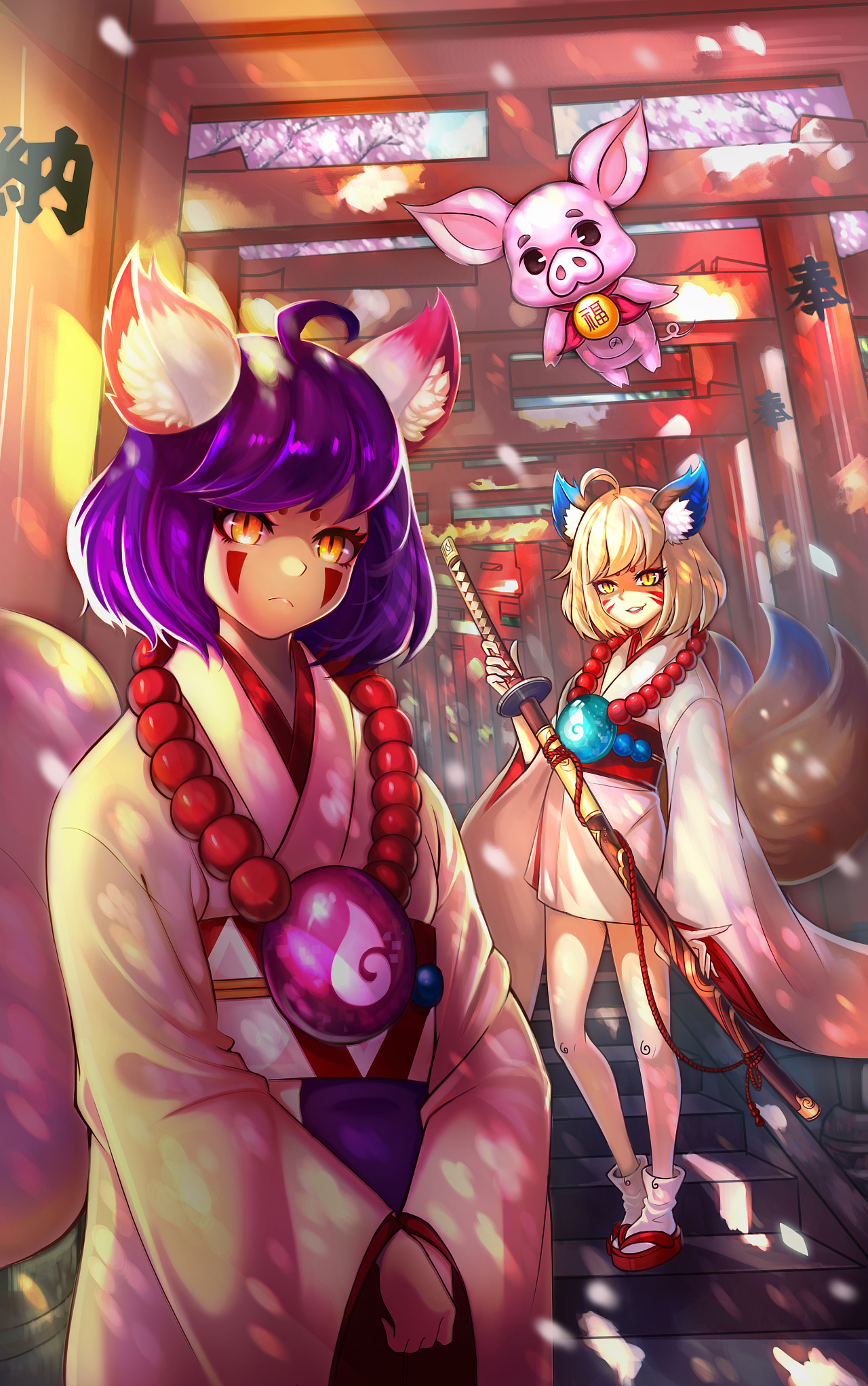 东京都千本鸟居之三尾狐|插画|创作习作|blkxix - 原创作品 - 站酷