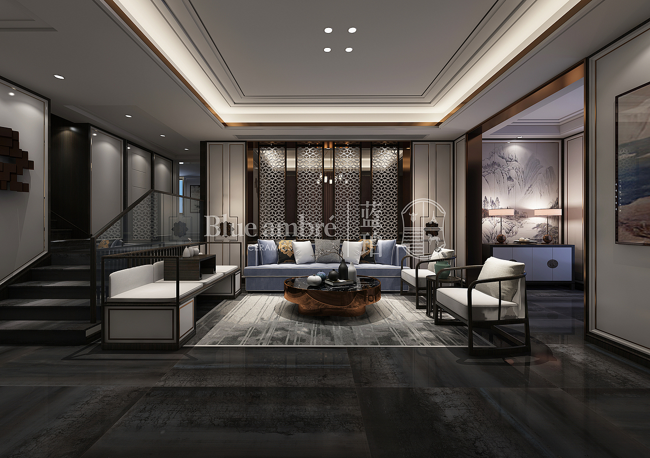 蓝珀瓷砖A系列空间效果图（图ZMTYzMjI0NDU2） - 家装设计 - 站酷设计师言兮之原创素材 - 站酷ZCOOL