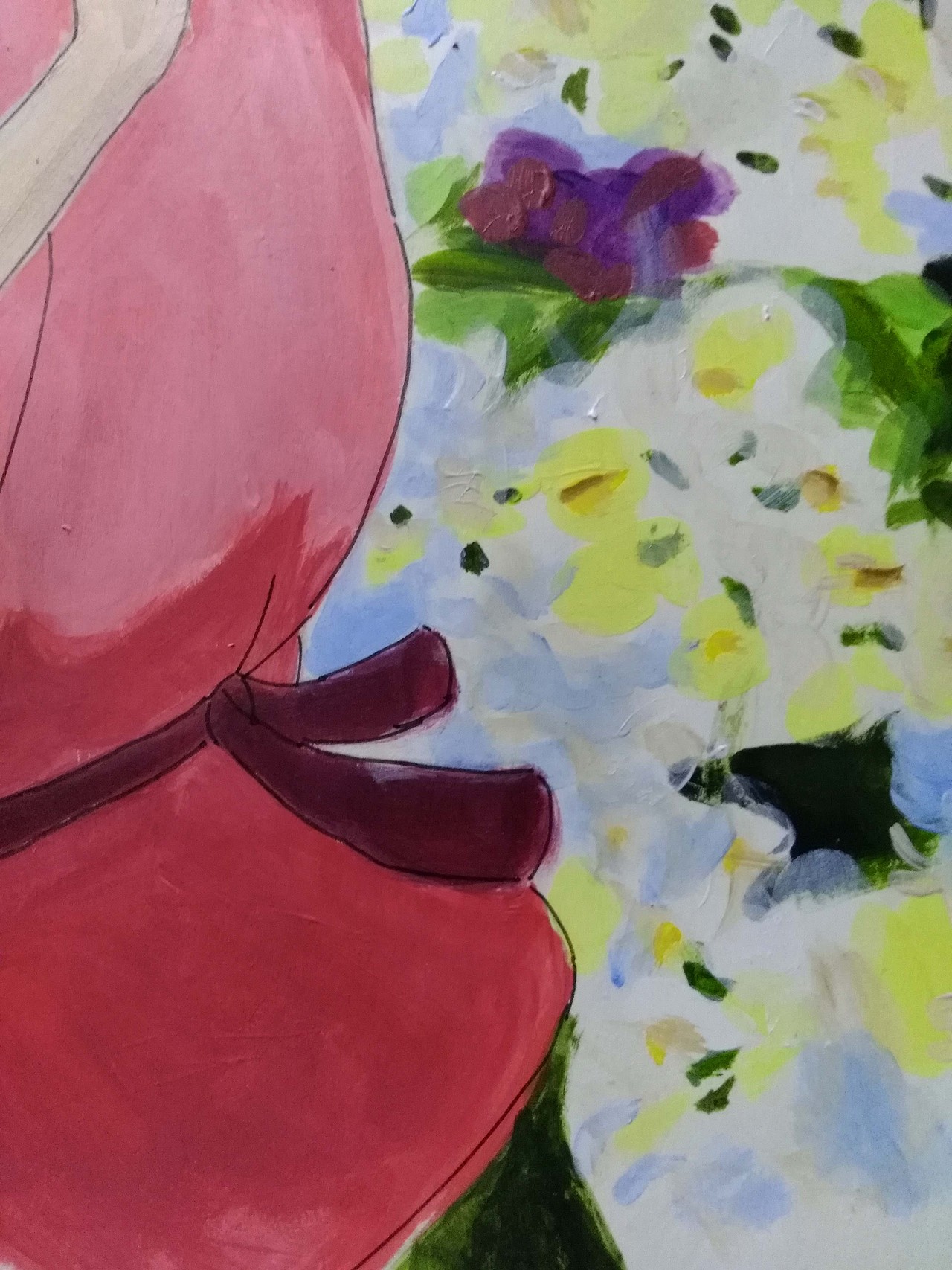 《千与千寻》之花丛中奔跑的千寻 丙烯画（图ZMTE3ODY3Mzgw） - 绘画 - 站酷设计师串线景天原创素材 - 站酷ZCOOL