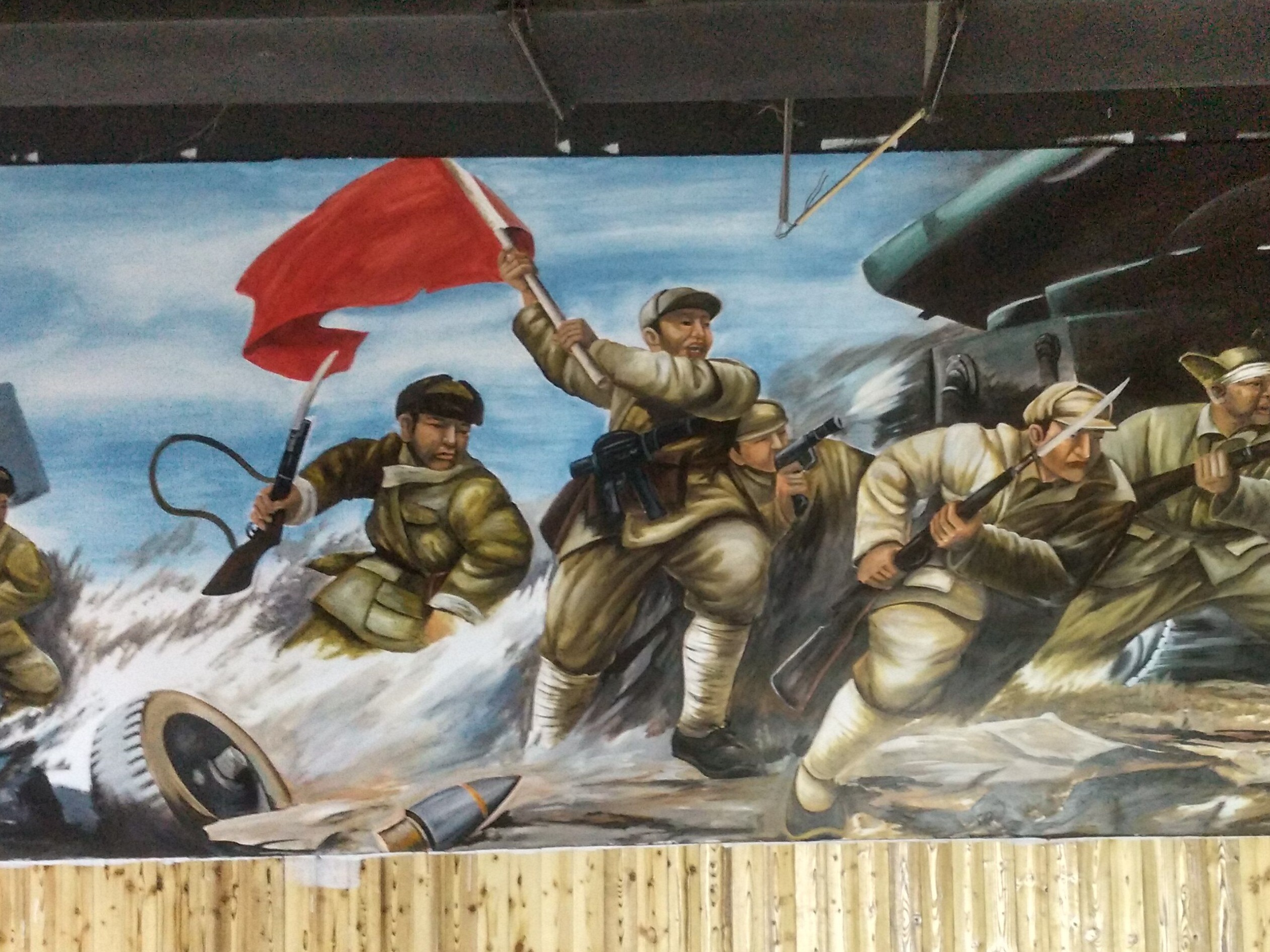 战争主题彩绘博物院背景墙体彩绘战争素材墙绘手绘