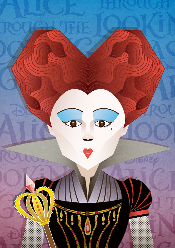 原创风格插画爱丽丝梦游仙境2红桃皇后