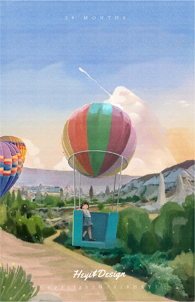 我想有一天，能带你和你麻麻去土耳其，
浪漫的热气球飞一整天，然后一起看晚霞。