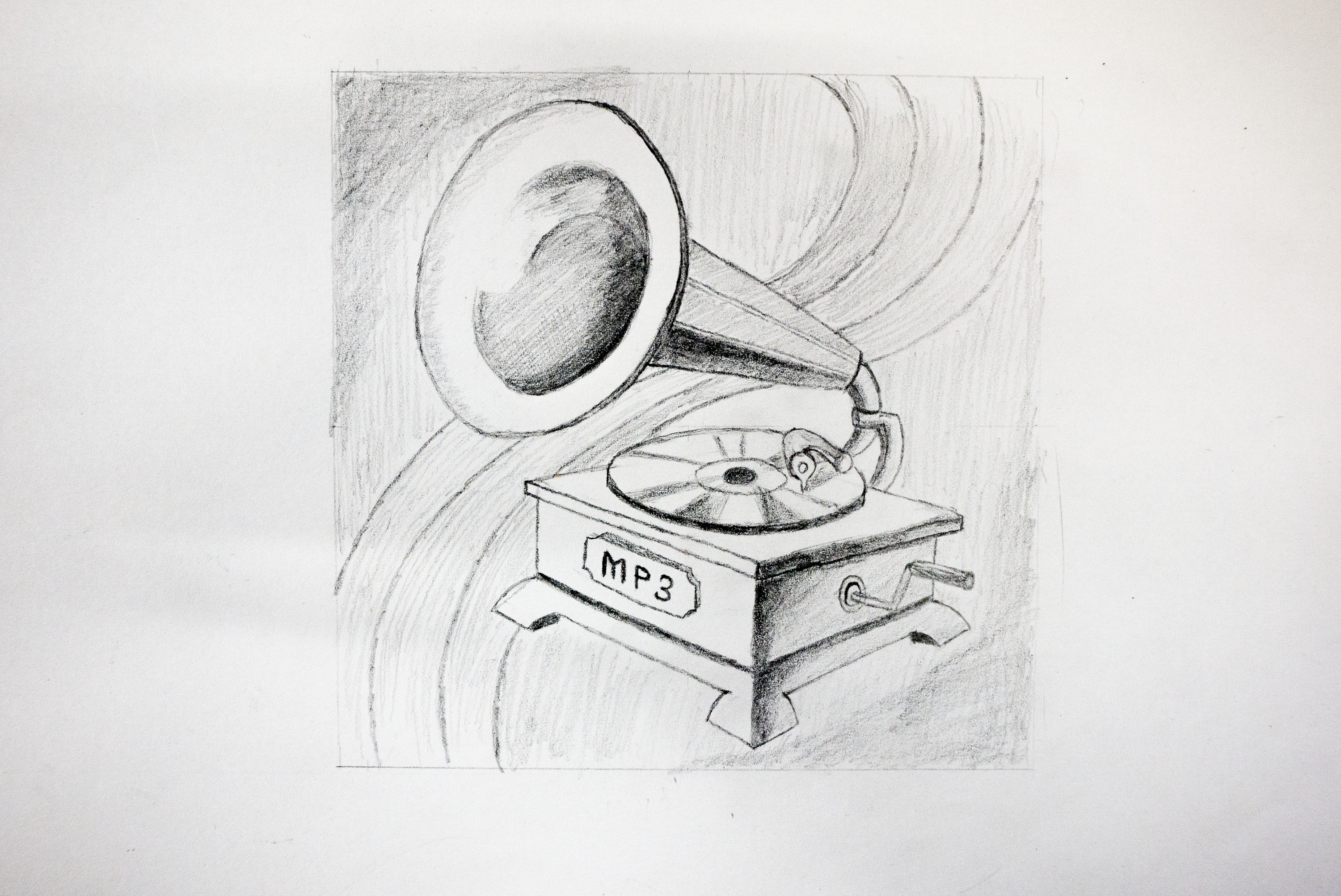 [临摹]手绘素描 - 复古音乐盒子
