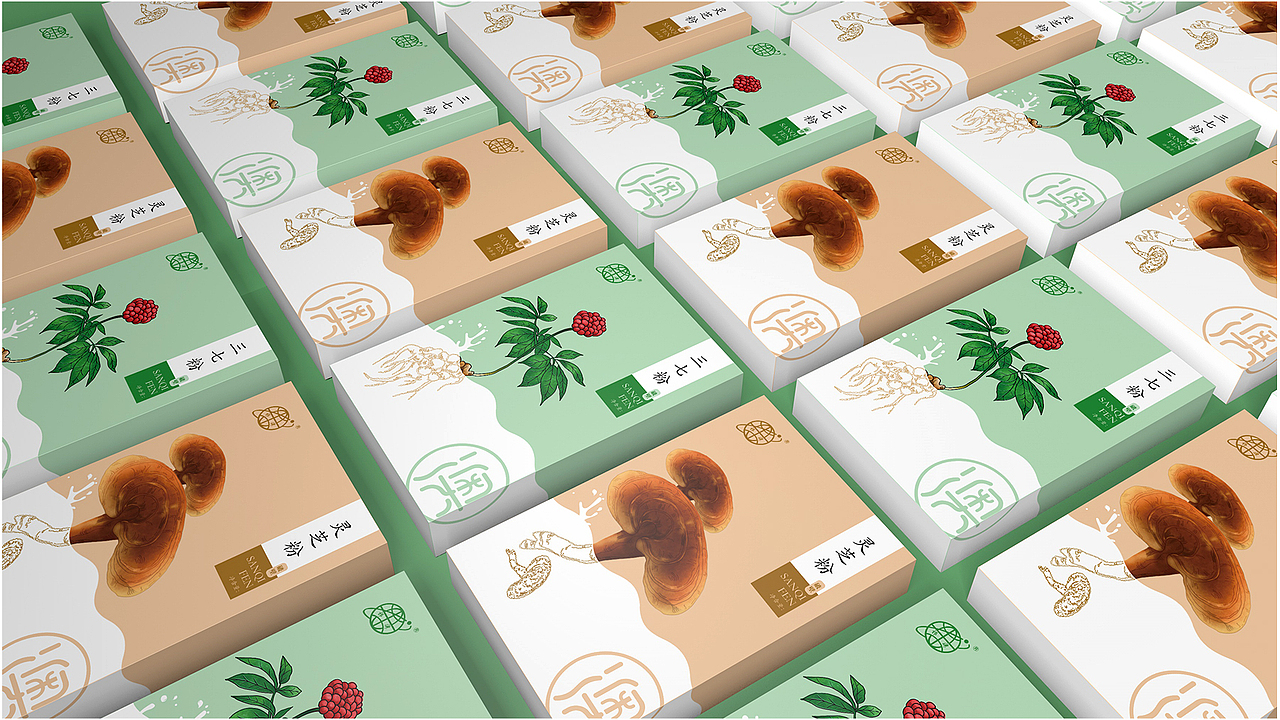 木槿花设计|养生中药粉标签设计