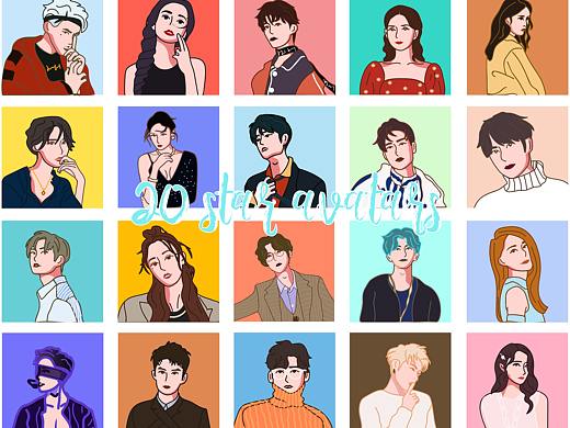 明星头像小插画