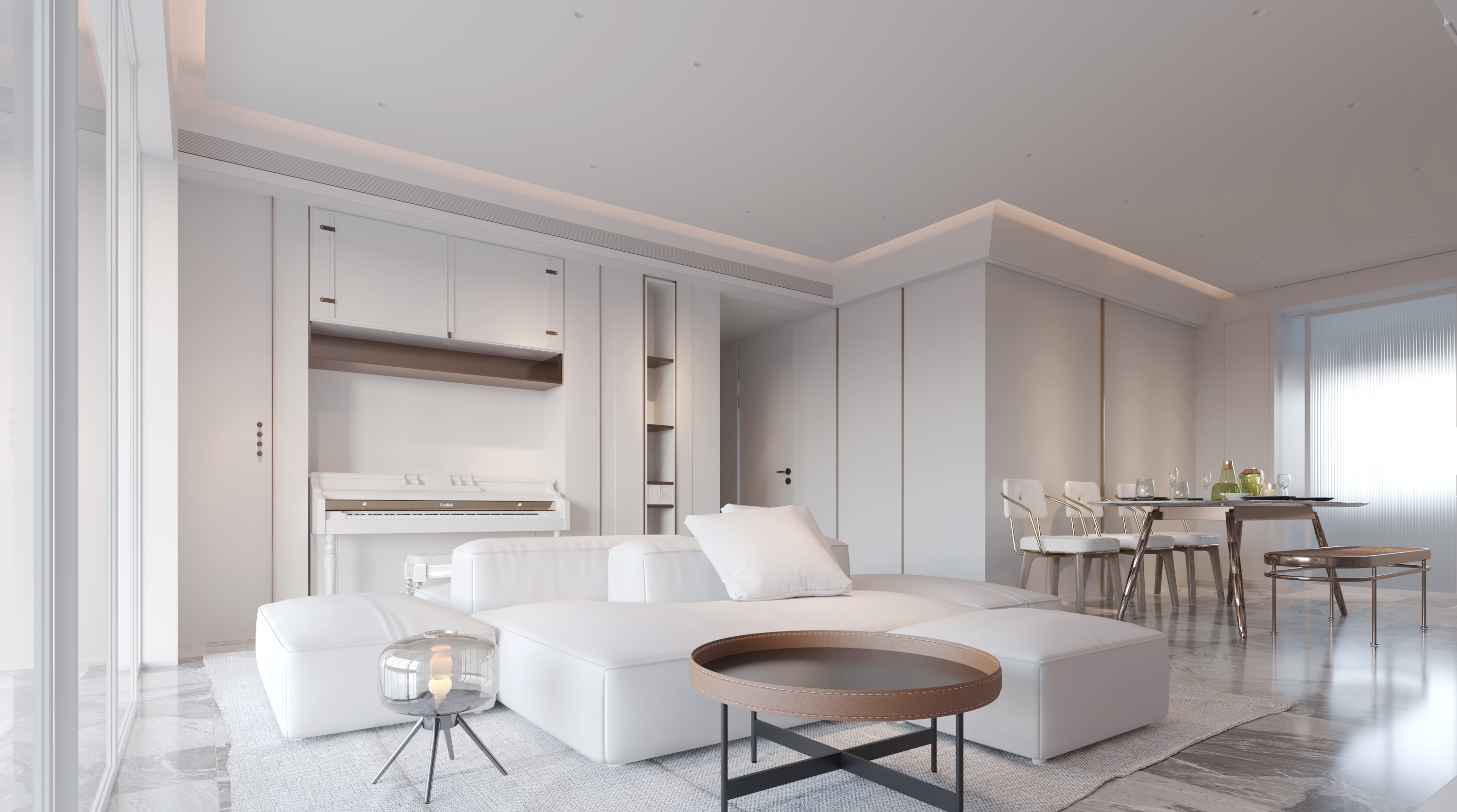 欧式客厅白色电视柜实木地板装修效果图 – 设计本装修效果图