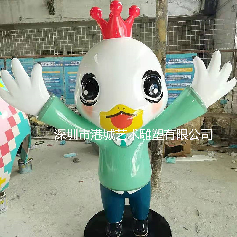 餐厅吉祥物雕像招牌菜形象玻璃钢卡通鸡公仔雕塑定制厂