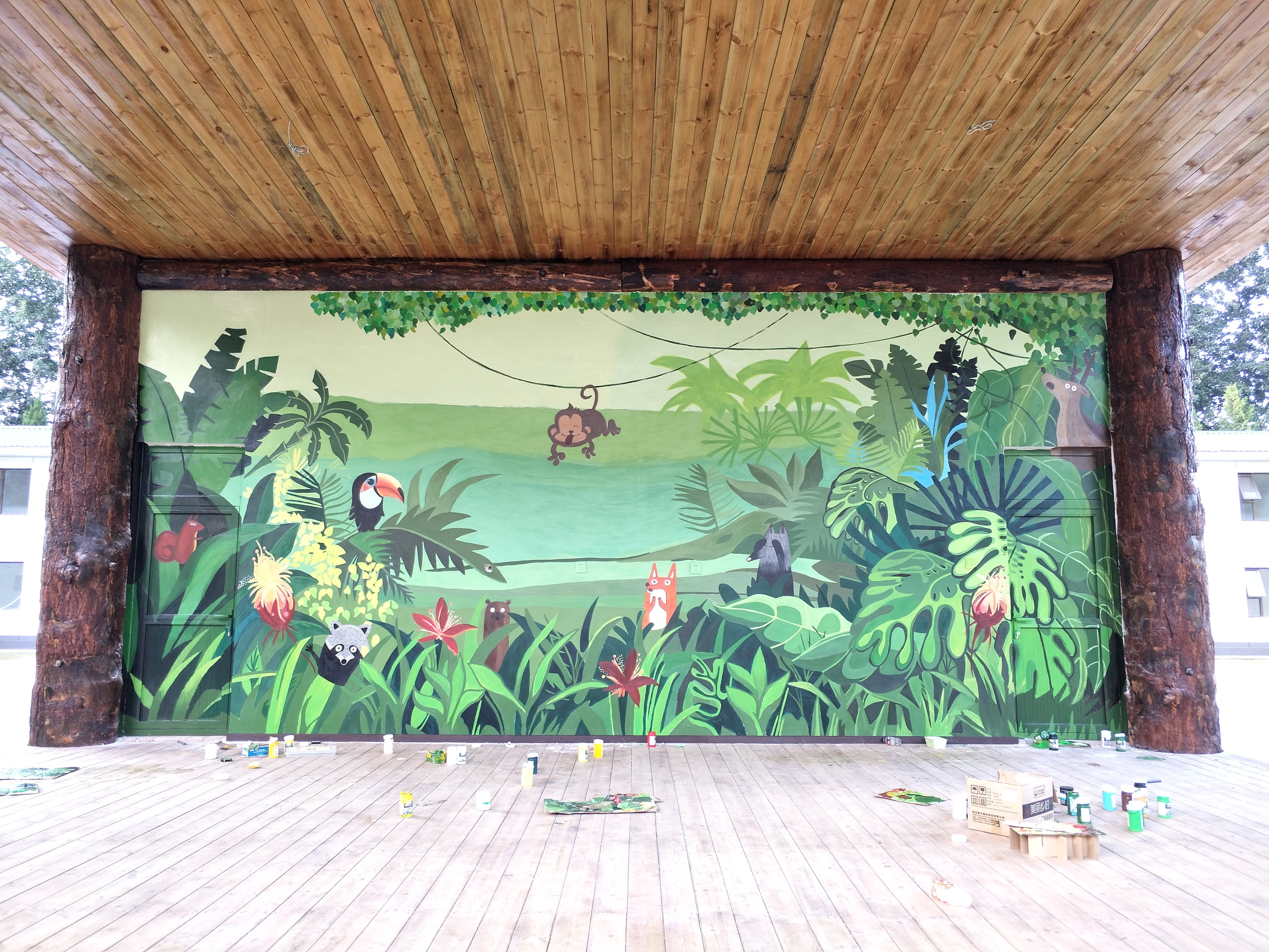 森林剧场主题舞台手绘墙