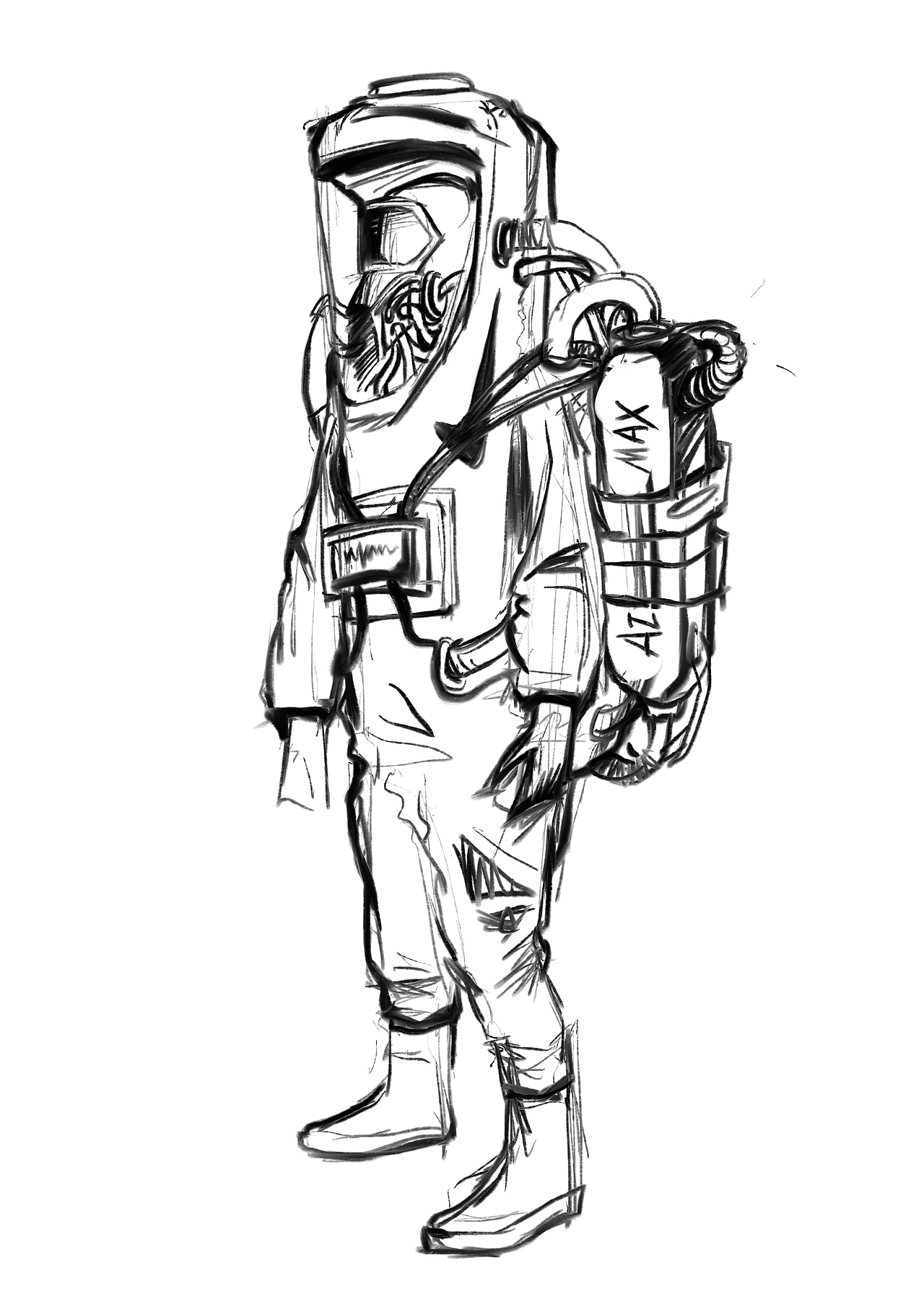 宅在家里画的一些重型防护服插画