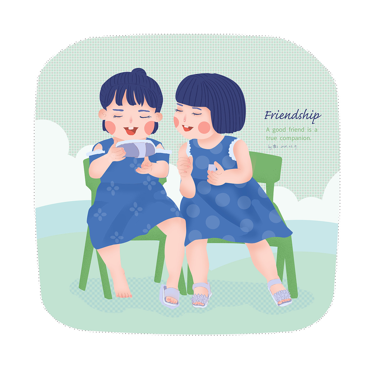 插画练习 友谊（图ZMjAxMTI3Njcy） - 儿童插画 - 站酷设计师漫漫easy原创素材 - 站酷ZCOOL