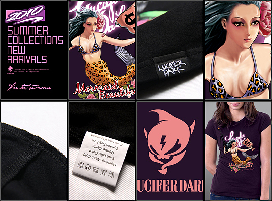 2010夏季 潮流服饰 Lucifer Dark 的T恤图案 邪恶美人鱼插画（图ZMTAyODM2NA==） - 像素画 - 站酷设计师luciferdark原创素材 - 站酷ZCOOL