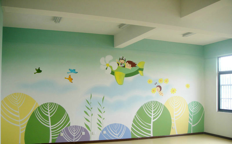 幼儿园墙体彩绘手绘壁画卡通画插画手绘墙风格背景墙绘