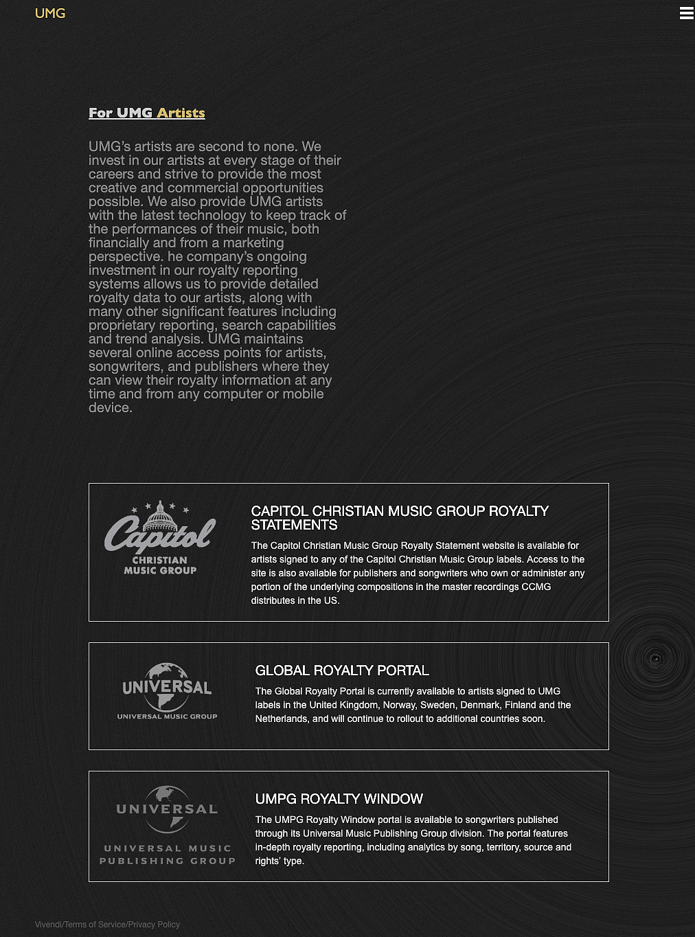 UMG-universal music group网页设计