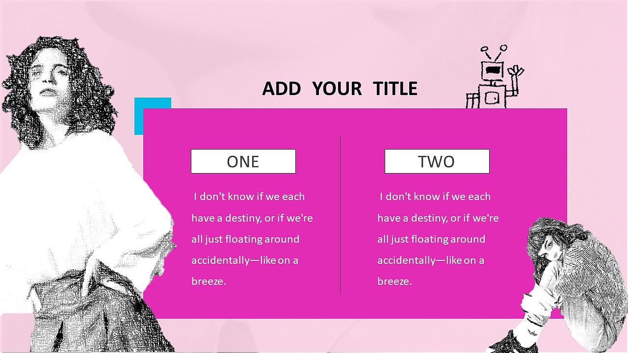 【PPT模板】粉蓝色艺术风个人介绍模板