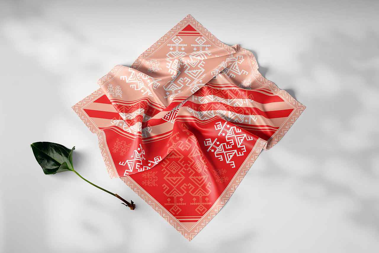 霓夏日絮语黎锦纹样黎母纹之丝巾设计