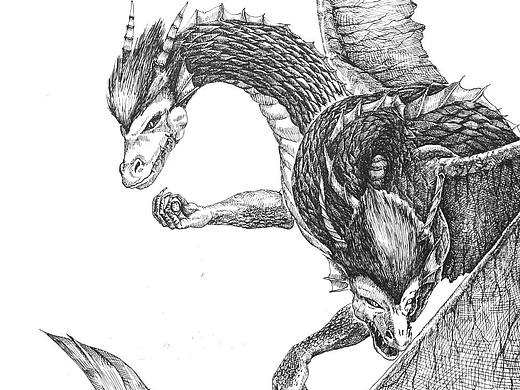 一個(gè)黑色的兩個(gè)頭的長著翅膀的動(dòng)物。。（個(gè)人主頁-ZNjY0NzcxODA=） - 繪本 - 站酷設(shè)計(jì)師Fieryu原創(chuàng)素材 - 站酷ZCOOL