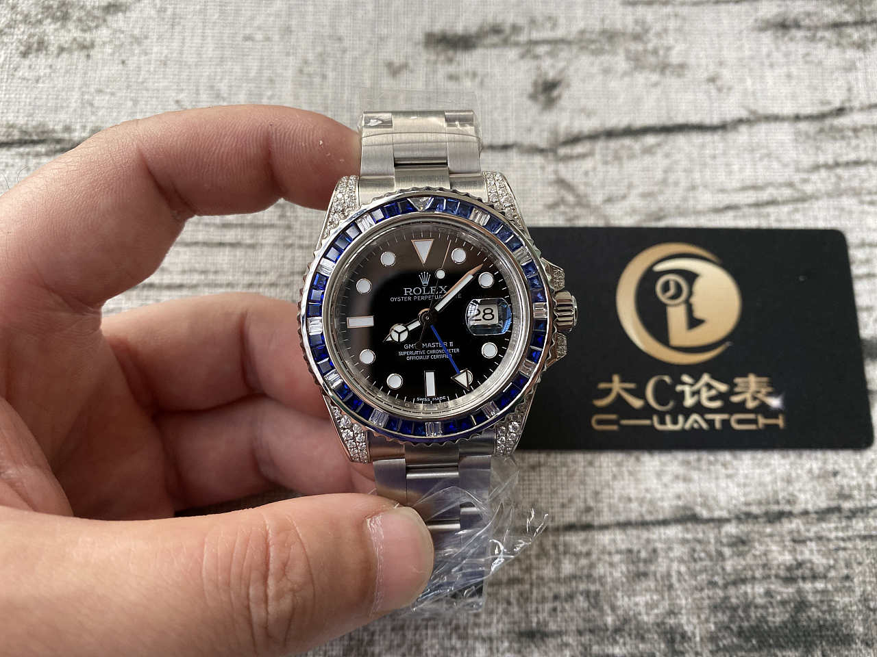 劳力士格林尼治后改装镶钻罗志祥同款水鬼圈口