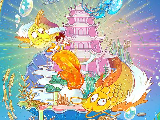 东方神话深海皇后与她的珍珠——皇后牌片仔癀商业插画