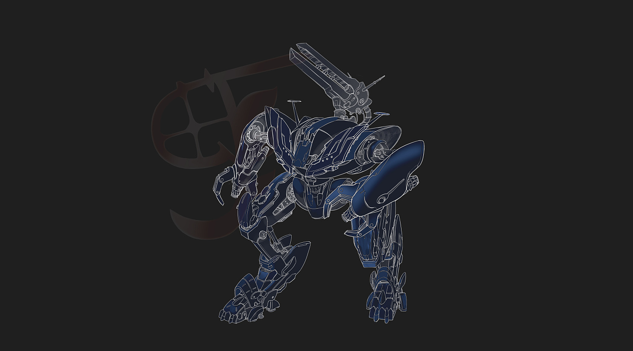 原创-阿加雷斯-特攻干扰型机甲|插画|游戏原画|陈霸先 - 原创作品