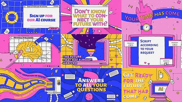 AE模板 | 卡通MG动画美术涂鸦风格创意短片素材