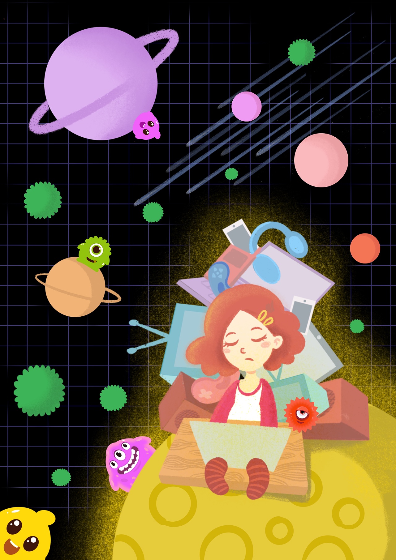 毕业设计叫醒自己主题插画设计