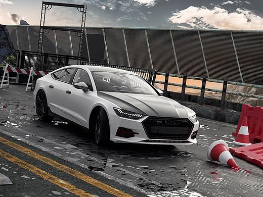 奧迪A7L渲染合成（個人主頁-ZNDg1OTc4MTI=） - 場景 - 站酷設計師ETAlone原創(chuàng)素材 - 站酷ZCOOL