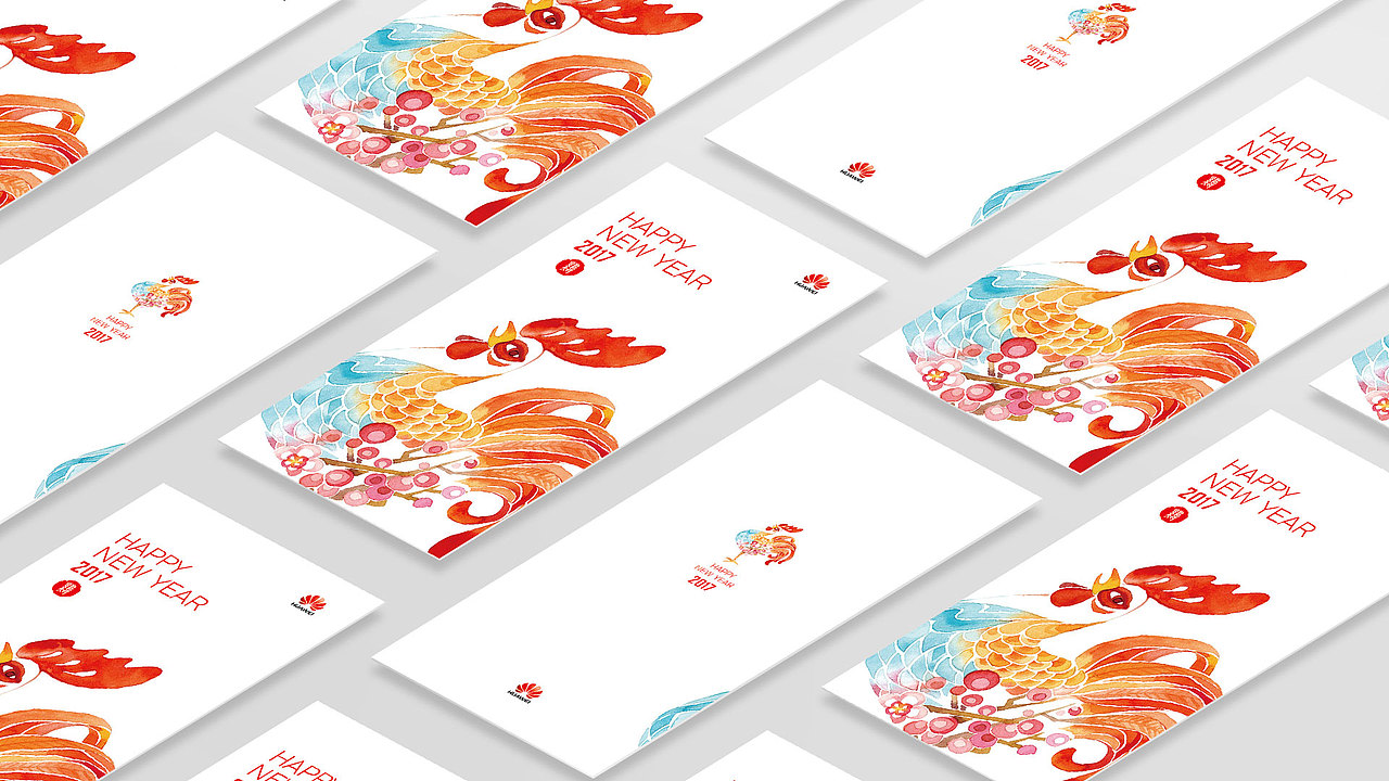 华为 | 鸡年新年贺卡（图ZMTg0OTU5MzA4） - 商业插画 - 站酷设计师法海过海原创素材 - 站酷ZCOOL