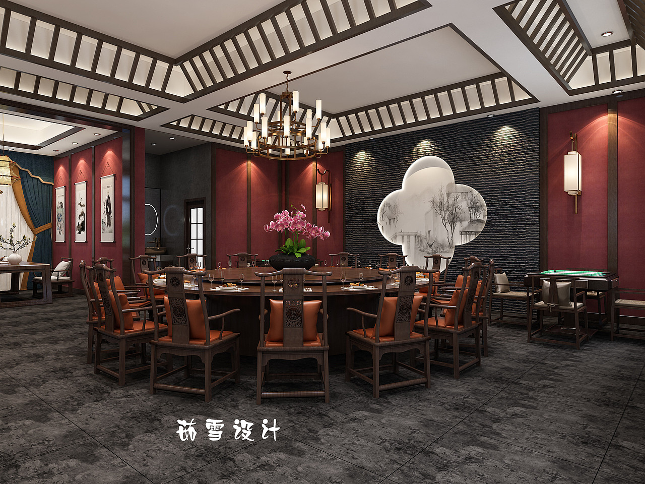 新中式会所餐饮包厢（图ZMTgyMTcyNzQw） - 家装设计 - 站酷设计师溪地茹雪原创素材 - 站酷ZCOOL