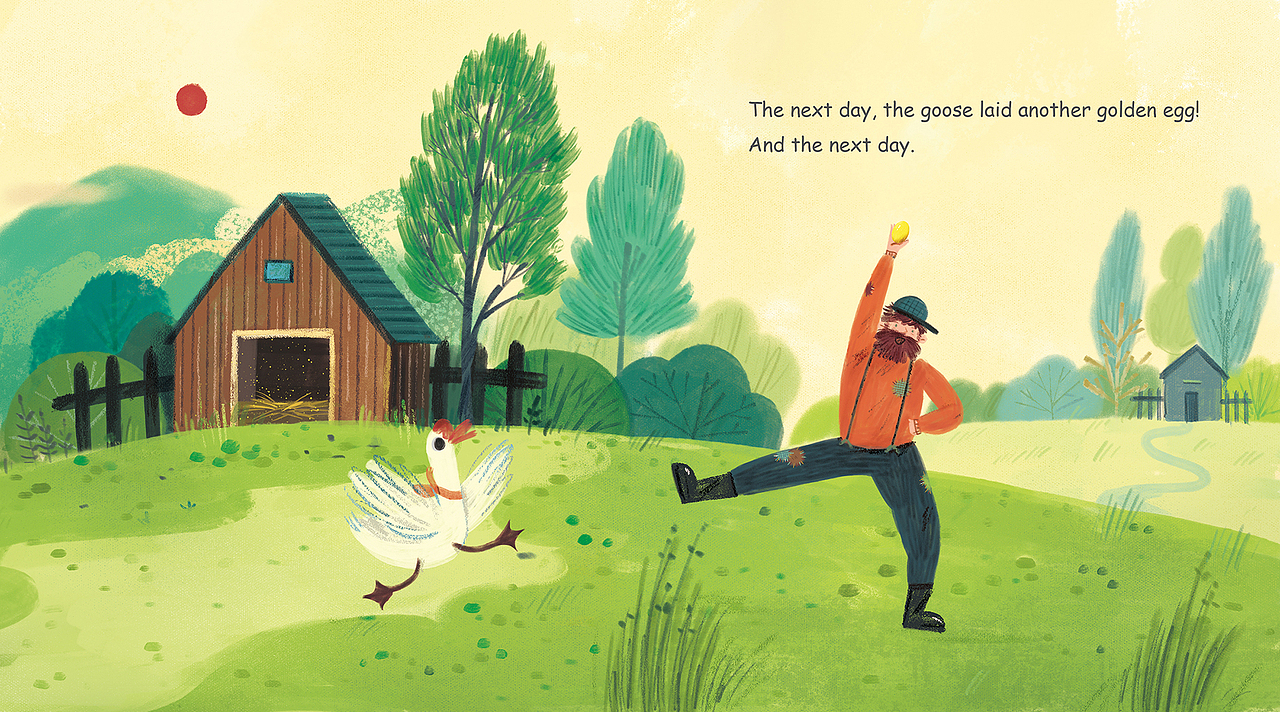 绘本《The Goose That Laid The Golden Eggs》（图ZMjY2OTMzNDA4） - 绘本 - 站酷设计师鱼琴原创素材 - 站酷ZCOOL