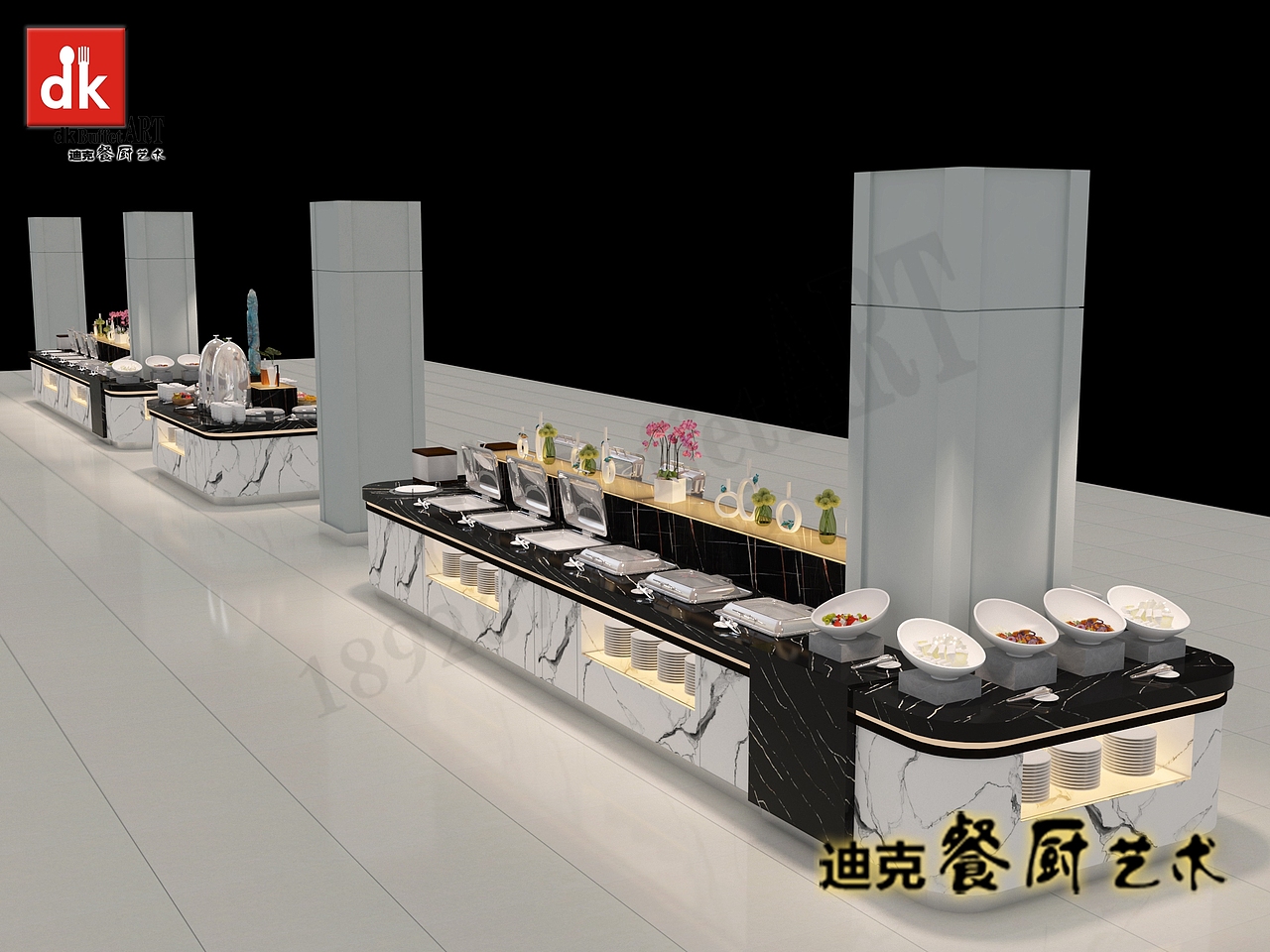 自助餐台效果图施工图 学校部队自助餐台 包柱子取餐台（图ZMjg0Mjk2NjQ4） - 其他工业/产品 - 站酷设计师迪克自助餐台定制原创素材 - 站酷ZCOOL