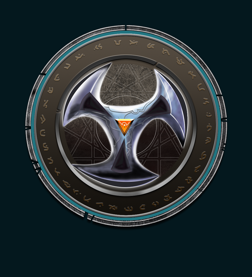 添加影刃细节，加上凹陷的地方，和中间黄宝石（黄宝石也是画的，三角形加一些列图层样式）