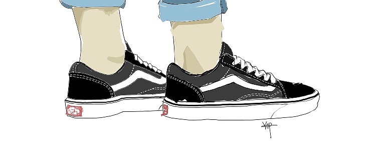 插画vans鞋子